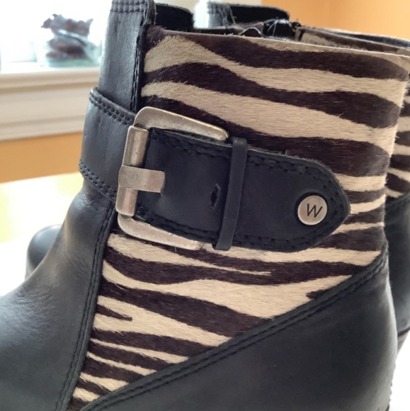 WOLKY Black Zebra Moto Ankle Boots Size 39 - Picture 6 of 15
